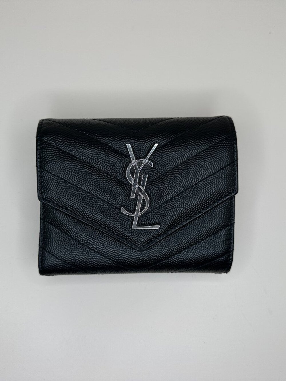 Saint Laurent Cassandre Matelassé Compact Tri Fold Wallet - Picture 1 of 14